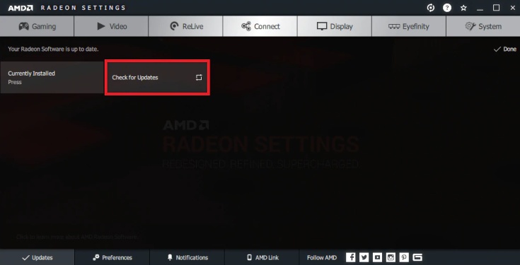 Update drivers with AMD Radeon Software