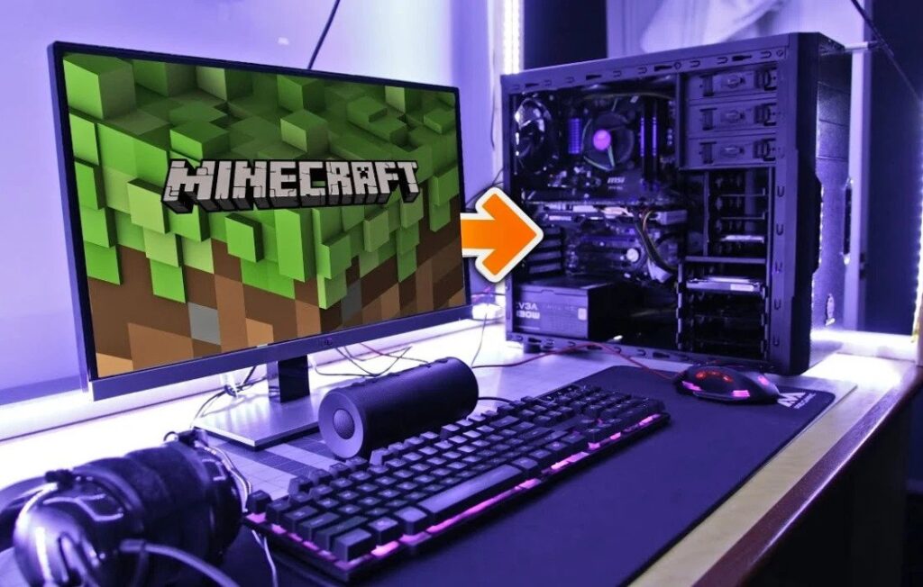 Minecraft official image opened on a gaming PC monitor