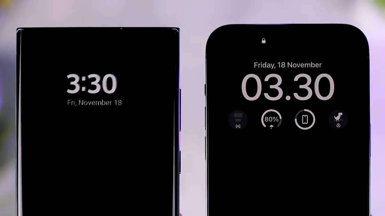 Android vs Apple Always On Display side by side