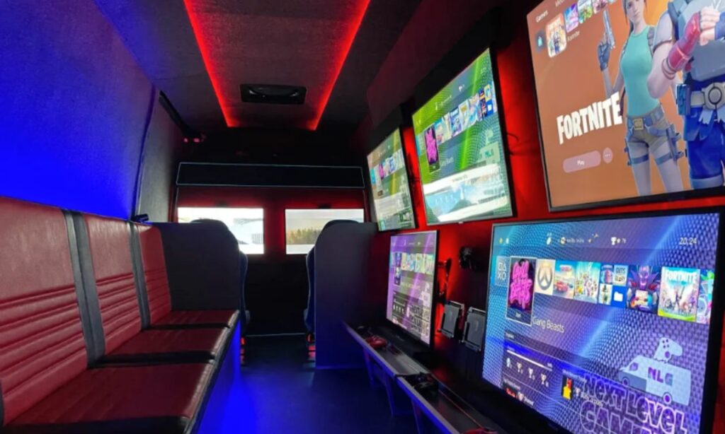Showing Interior of Gaming Party Bus