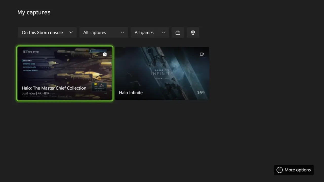 Image showing saved captures in Xbox Series X/S