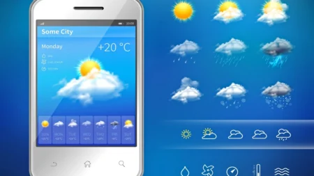 Top weather app for Android displayed on smartphone screen