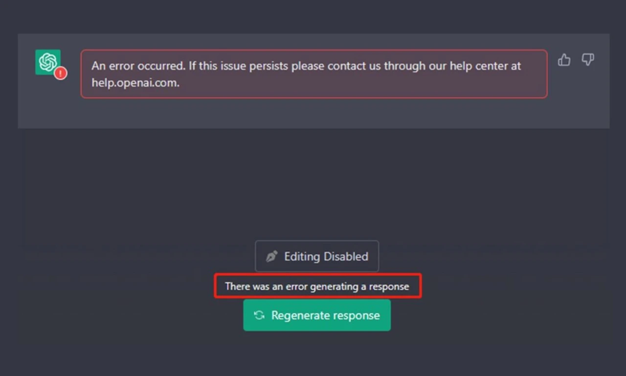 What is ChatGPT Error Generating Response