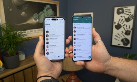 A smartphone screen displaying the new WhatsApp Companion Mode feature, symbolizing multi-device connectivity and synchronization.
