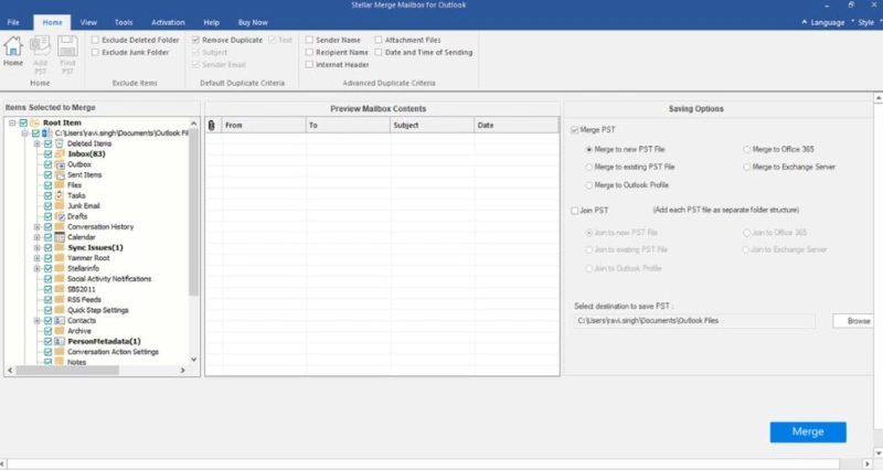 Select radio button merge PST or join PST as per your need