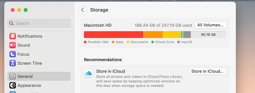 Go to iCloud Storage Options