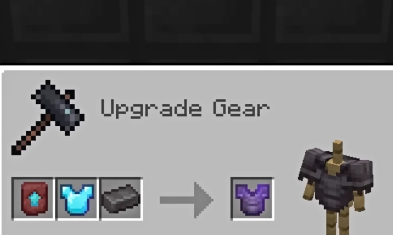 Crafting the Netherite gear with Netherite Ingot in Smithing Table