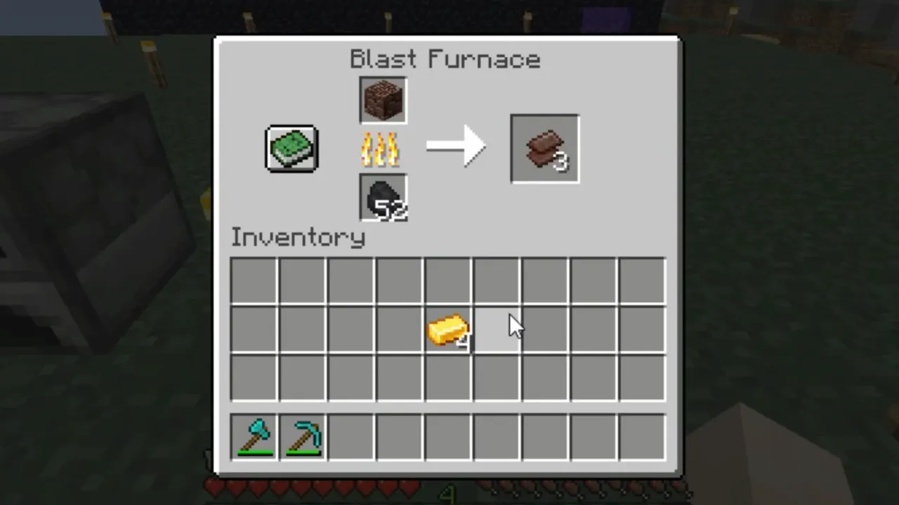 Minecraft Netherite Scrap Recipe in Blast Furnance