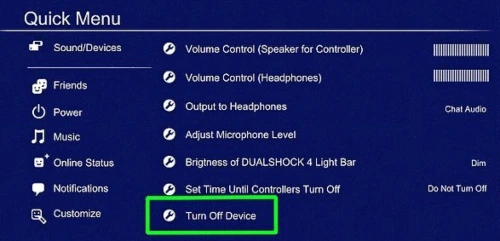 In Sound/Devices menu, select 'Turn Off Device'