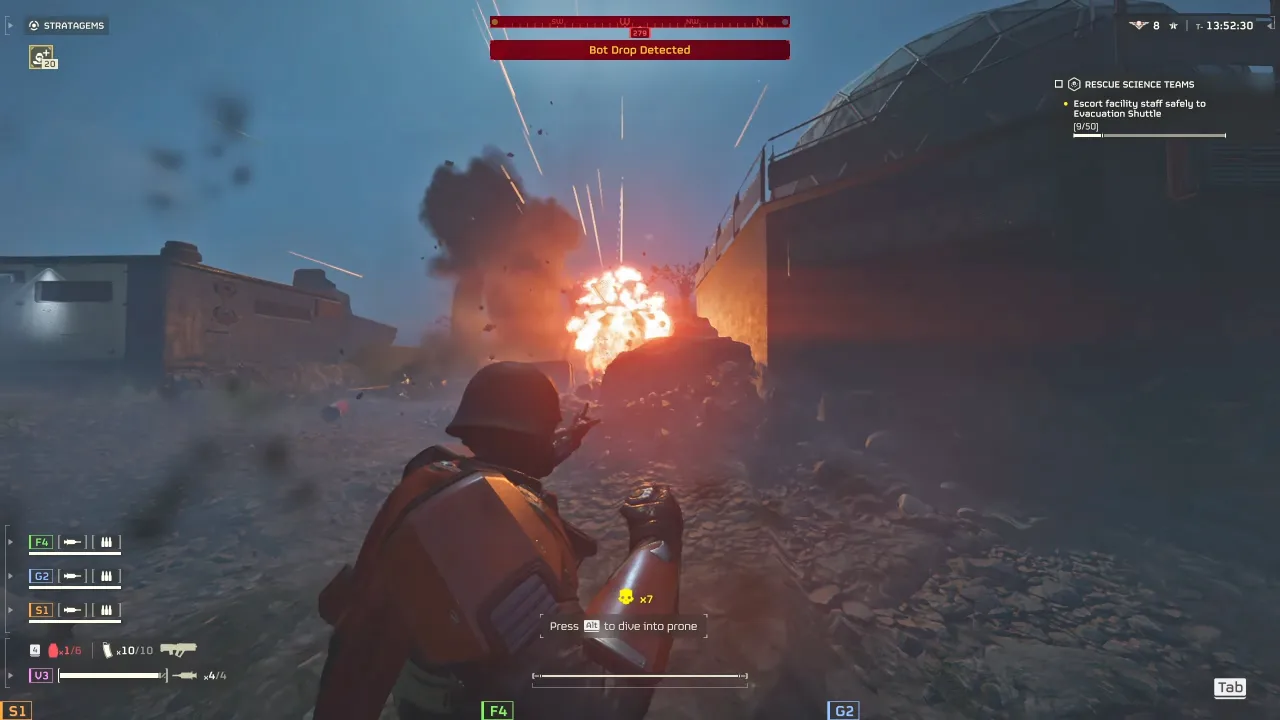 Throwing grenade towards the enemies