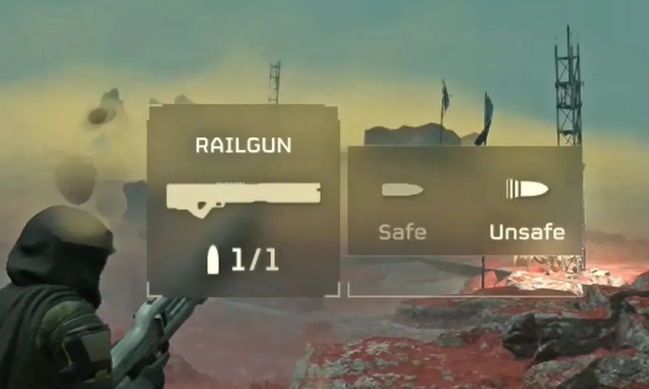 Railgun options to switch between Safe and Unsafe mode.
