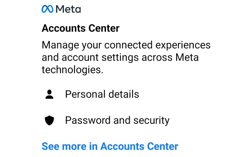 Messenger Accounts Center screen