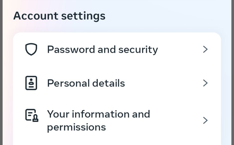 Facebook app accounts settings screen on iPhone