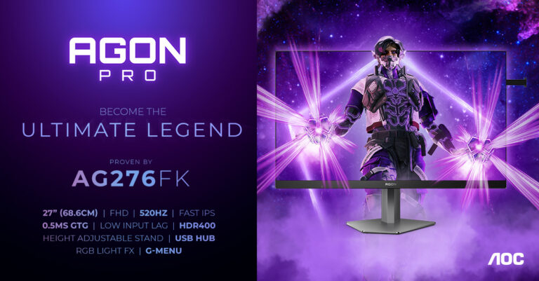 AOC Debuts AGON PRO AG276FK Gaming Monitor, Up To 520 Hz Refresh Rate For £499