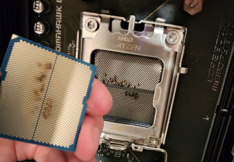 AMD Ryzen 7 9800X3D CPU & AM5 Motherboard Socket Burns Out, Both Physically Damaged