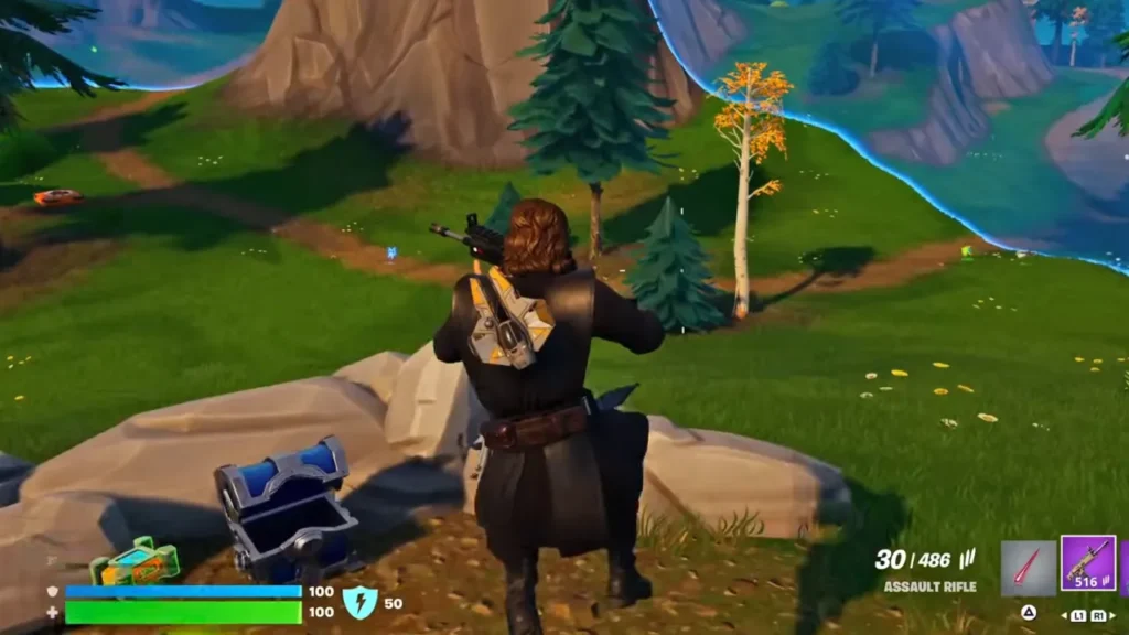 Fortnite: How to Unlock Anakin’s Model Jedi Interceptor for Free Playing Fortnite while wearing Anakin’s Model Jedi Interceptor back bling on the back.
