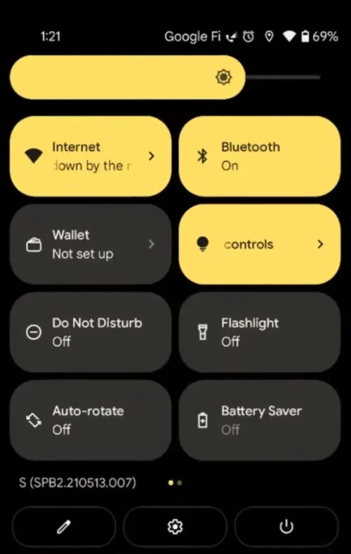Power button on notification shade in Android.