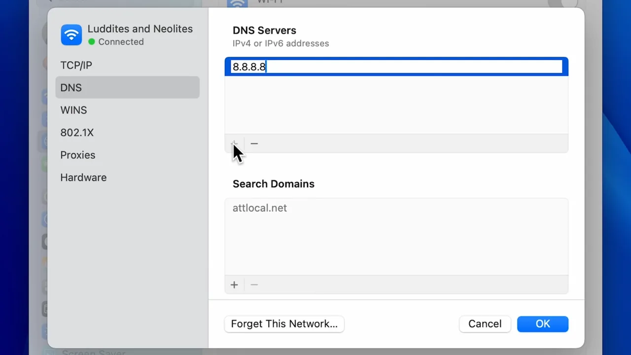 Enter preferred IP to change DNS on Mac.
