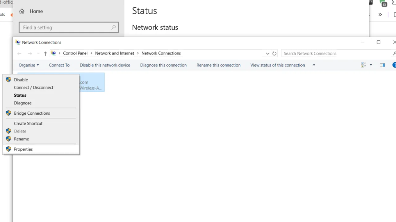 Click Properties for active network connection.