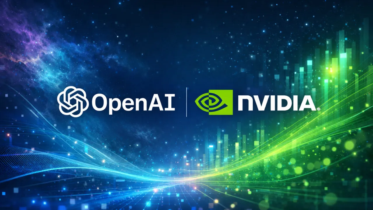OpenAI and Nvidia logo side by side on left and right