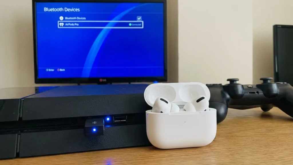 Can You Connect AirPods to PS4? If Yes, Then How AirPods connected to PS4 using a USB Bluetooth adapter.