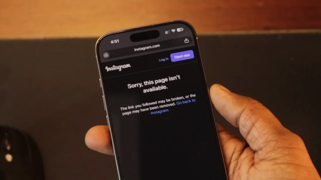 Blocked Instagram Profile Status in Browser.