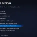 Disable driver signature enforcement Windows 11 startup settings screen.