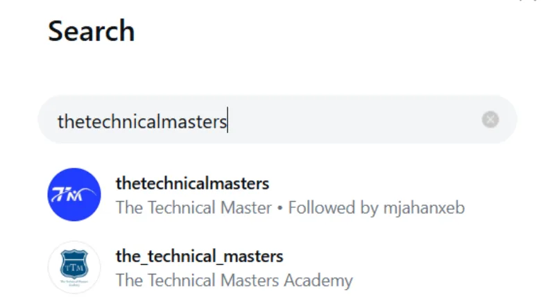 Searched technical master profile on instagram.