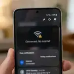 Android phone connected to wifi but no internet error message.