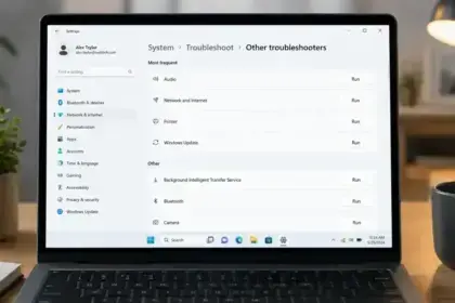 Windows 11 settings menu showing the Other troubleshooters screen with the Network and Internet troubleshooter option.