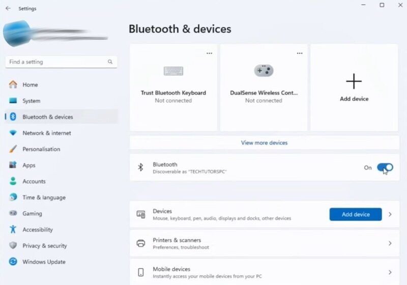 Turned on bluetooth on windows 11.