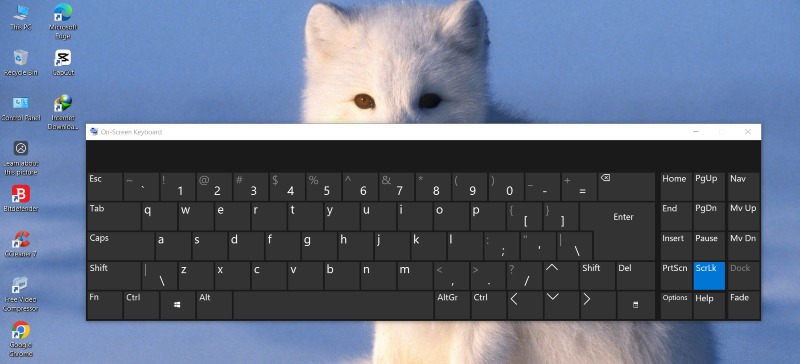 Windows desktop display with on screen keyboard enabled.