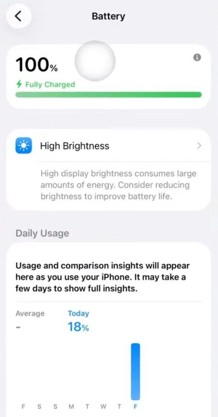 Battery Suggestions/Insights shown on iPhone.