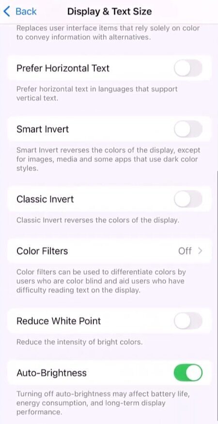 Auto Brightness turned on in iPhone.