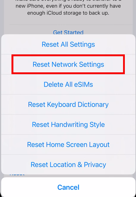 Reset Network Settings on iPhone