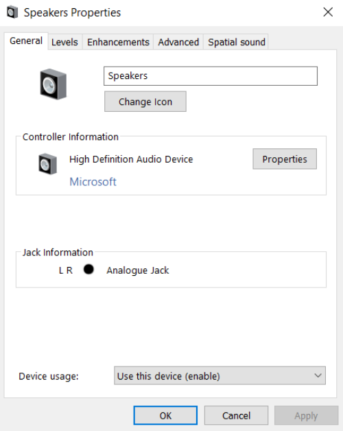 Check is sound device or speakers are enabled in windows