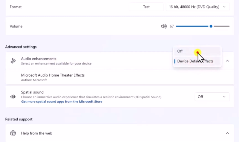 Disable Audio Enhancements in Windows 11
