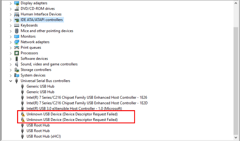 USB driver with yellow triangle on windows