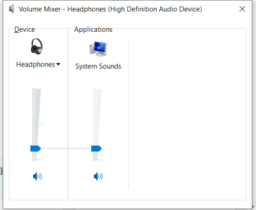 Volume mixer on windows 10