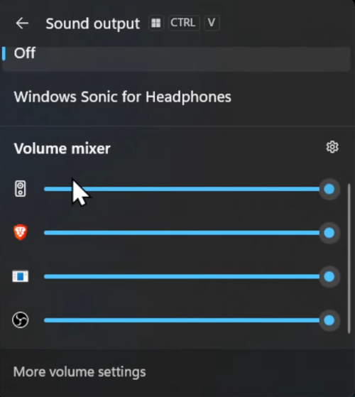 Volume mixer on windows 11