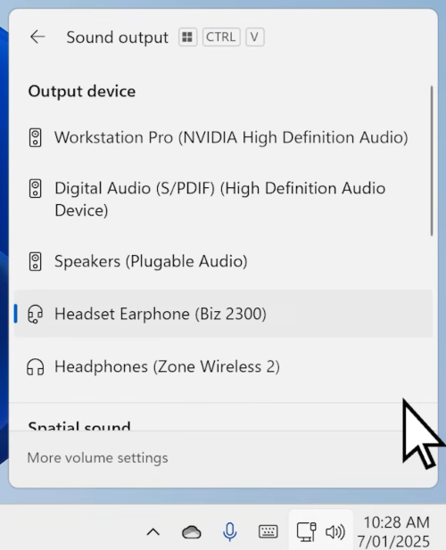 Change audio output in windows 11
